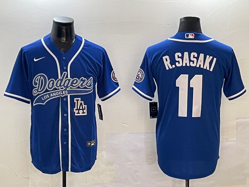 Men Los Angeles Dodgers 11 R.Sasaki Blue Jointly Name Game 2025 Nike MLB Jersey style 3